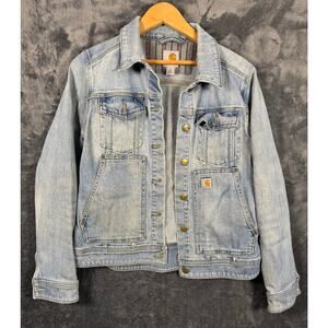 Carhartt 102970 414 Women’s Benson Denim Trucker Jacket Size Small Stonewashed